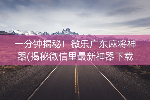 一分钟揭秘！微乐广东麻将神器(揭秘微信里最新神器下载)