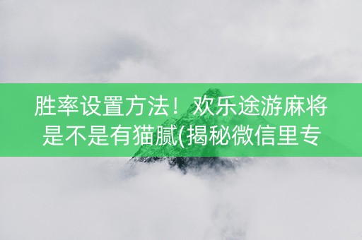 胜率设置方法！欢乐途游麻将是不是有猫腻(揭秘微信里专用神器)
