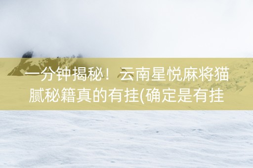 一分钟揭秘！云南星悦麻将猫腻秘籍真的有挂(确定是有挂)