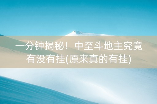 一分钟揭秘！中至斗地主究竟有没有挂(原来真的有挂)