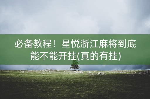 必备教程！星悦浙江麻将到底能不能开挂(真的有挂)