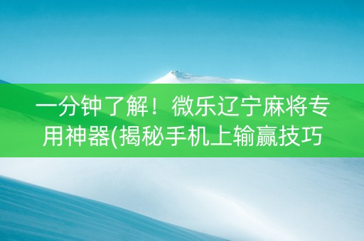 一分钟了解！微乐辽宁麻将专用神器(揭秘手机上输赢技巧)