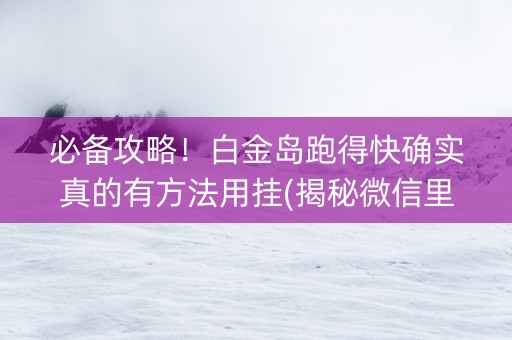 必备攻略！白金岛跑得快确实真的有方法用挂(揭秘微信里赢的诀窍)