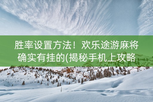 胜率设置方法！欢乐途游麻将确实有挂的(揭秘手机上攻略插件)