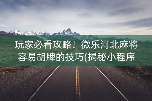 玩家必看攻略！微乐河北麻将容易胡牌的技巧(揭秘小程序胡牌神器)