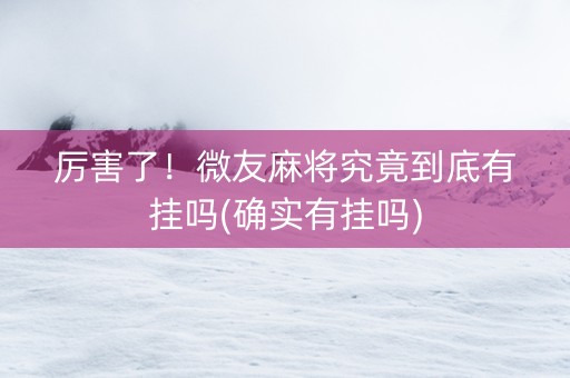 厉害了！微友麻将究竟到底有挂吗(确实有挂吗)