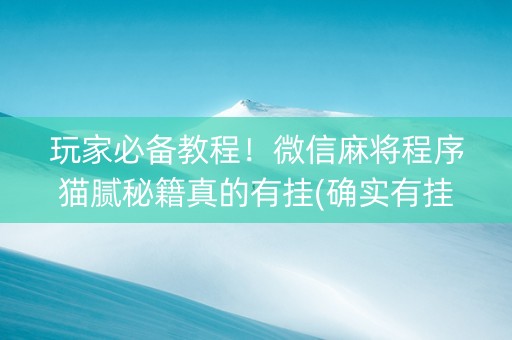 玩家必备教程！微信麻将程序猫腻秘籍真的有挂(确实有挂)