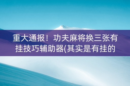 重大通报！功夫麻将换三张有挂技巧辅助器(其实是有挂的)
