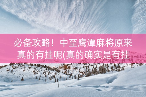 必备攻略！中至鹰潭麻将原来真的有挂呢(真的确实是有挂)