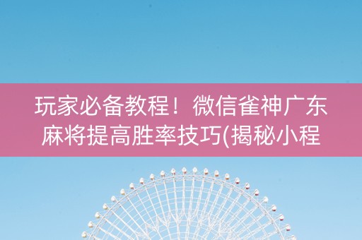 玩家必备教程！微信雀神广东麻将提高胜率技巧(揭秘小程序赢牌的技巧)
