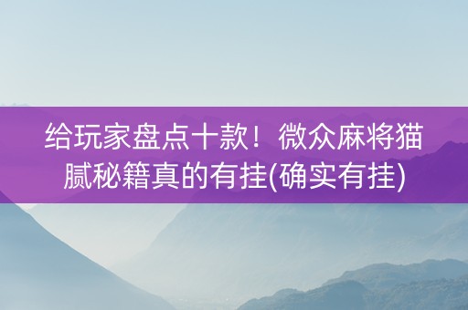 给玩家盘点十款！微众麻将猫腻秘籍真的有挂(确实有挂)