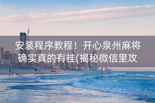 安装程序教程！开心泉州麻将确实真的有挂(揭秘微信里攻略插件)