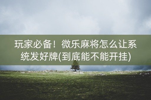 玩家必备！微乐麻将怎么让系统发好牌(到底能不能开挂)