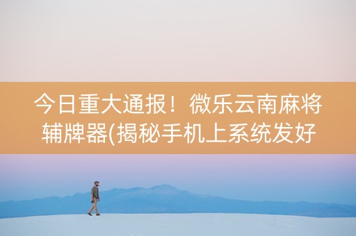 今日重大通报！微乐云南麻将辅牌器(揭秘手机上系统发好牌)