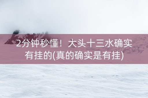 2分钟秒懂！大头十三水确实有挂的(真的确实是有挂)