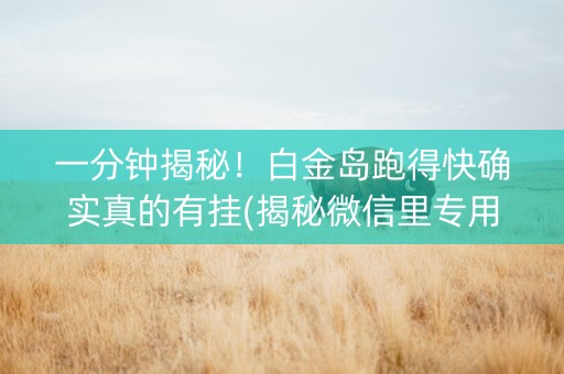 一分钟揭秘！白金岛跑得快确实真的有挂(揭秘微信里专用神器)