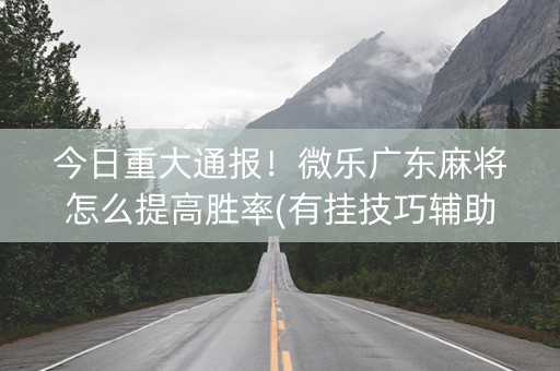 今日重大通报！微乐广东麻将怎么提高胜率(有挂技巧辅助器)