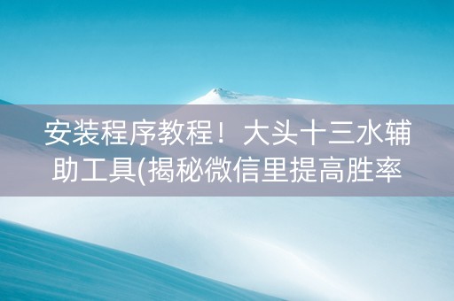 安装程序教程！大头十三水辅助工具(揭秘微信里提高胜率)