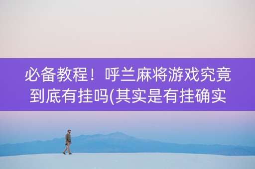 必备教程！呼兰麻将游戏究竟到底有挂吗(其实是有挂确实有挂)