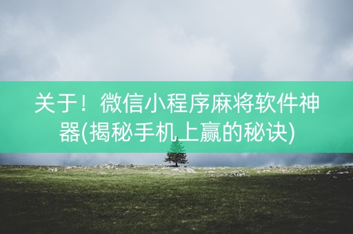 关于！微信小程序麻将软件神器(揭秘手机上赢的秘诀)