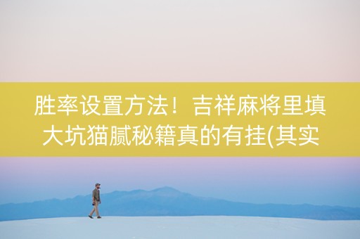 胜率设置方法！吉祥麻将里填大坑猫腻秘籍真的有挂(其实真的有挂)