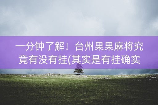 一分钟了解！台州果果麻将究竟有没有挂(其实是有挂确实有挂)