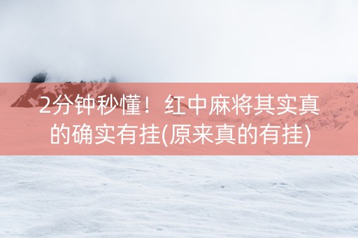 2分钟秒懂！红中麻将其实真的确实有挂(原来真的有挂)