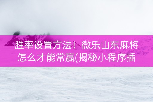 胜率设置方法！微乐山东麻将怎么才能常赢(揭秘小程序插件购买)