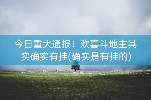 今日重大通报！欢喜斗地主其实确实有挂(确实是有挂的)