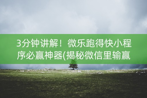 3分钟讲解！微乐跑得快小程序必赢神器(揭秘微信里输赢规律)