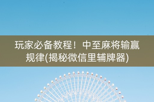 玩家必备教程！中至麻将输赢规律(揭秘微信里辅牌器)