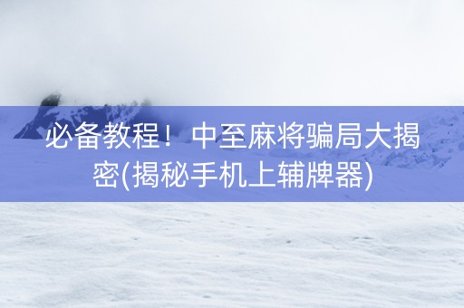 必备教程！中至麻将骗局大揭密(揭秘手机上辅牌器)