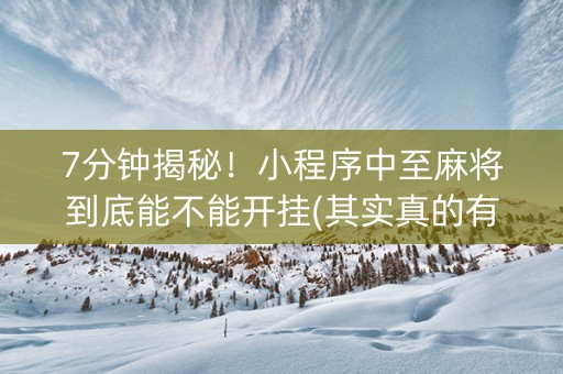 7分钟揭秘！小程序中至麻将到底能不能开挂(其实真的有挂)