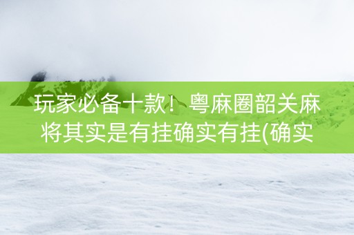 玩家必备十款！粤麻圈韶关麻将其实是有挂确实有挂(确实有挂吗)