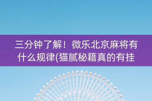 三分钟了解！微乐北京麻将有什么规律(猫腻秘籍真的有挂)