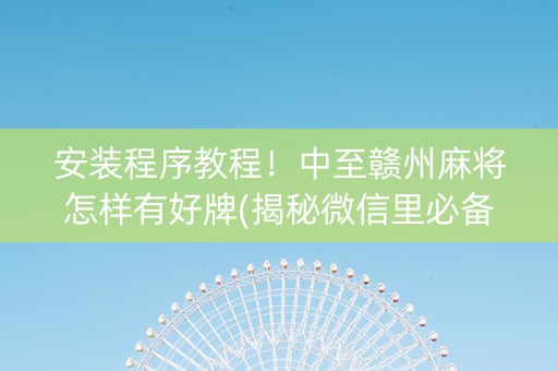 安装程序教程！中至赣州麻将怎样有好牌(揭秘微信里必备神器)