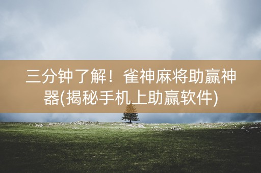 三分钟了解！雀神麻将助赢神器(揭秘手机上助赢软件)
