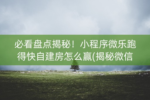 必看盘点揭秘！小程序微乐跑得快自建房怎么赢(揭秘微信里专用神器)