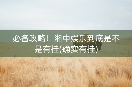 必备攻略！湘中娱乐到底是不是有挂(确实有挂)