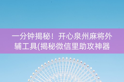 一分钟揭秘！开心泉州麻将外辅工具(揭秘微信里助攻神器)