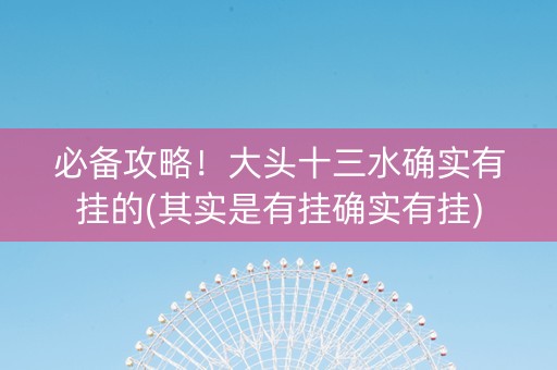 必备攻略！大头十三水确实有挂的(其实是有挂确实有挂)