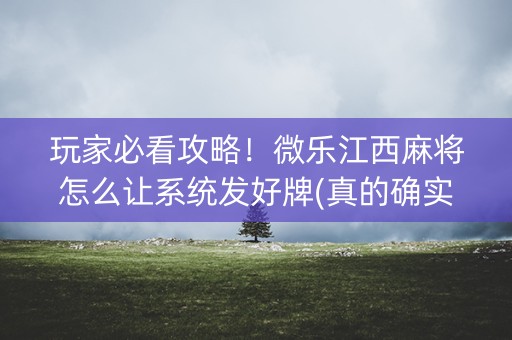 玩家必看攻略！微乐江西麻将怎么让系统发好牌(真的确实是有挂)