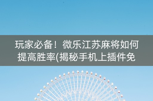 玩家必备！微乐江苏麻将如何提高胜率(揭秘手机上插件免费)