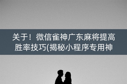 关于！微信雀神广东麻将提高胜率技巧(揭秘小程序专用神器)