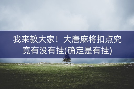 我来教大家！大唐麻将扣点究竟有没有挂(确定是有挂)
