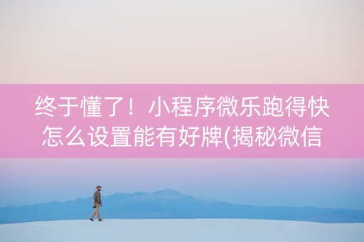 终于懂了！小程序微乐跑得快怎么设置能有好牌(揭秘微信里输赢规律)