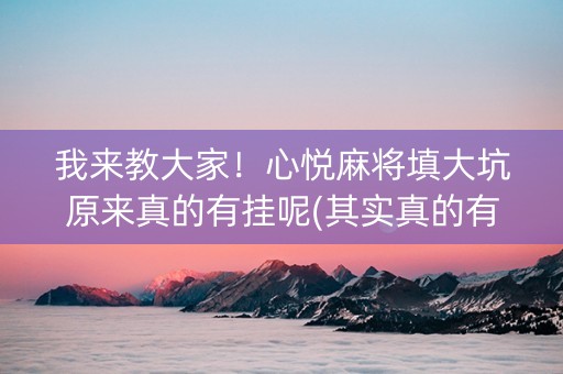 我来教大家！心悦麻将填大坑原来真的有挂呢(其实真的有挂)