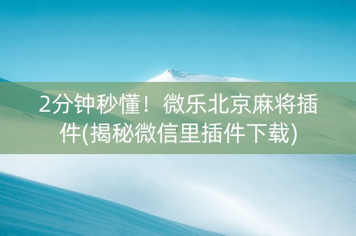 2分钟秒懂！微乐北京麻将插件(揭秘微信里插件下载)