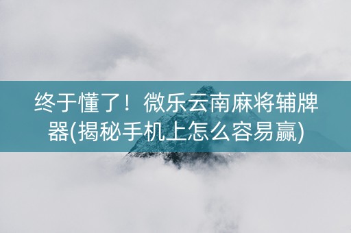 终于懂了！微乐云南麻将辅牌器(揭秘手机上怎么容易赢)