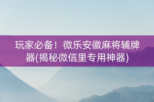 玩家必备！微乐安徽麻将辅牌器(揭秘微信里专用神器)